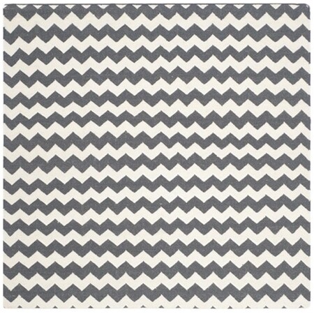 Safavieh Dhurries Hand Woven Flat Weave Square Rug- Ivory - Charcoal- 6 x 6 ft. DHU644B-6SQ